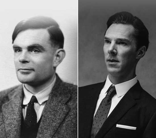 Alan Turing (left) and Benedict Cumberbatch (right).